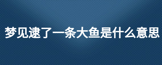 做梦梦见逮条大鱼 (做梦梦见逮条大鱼 做梦大鱼的含意如何解释)