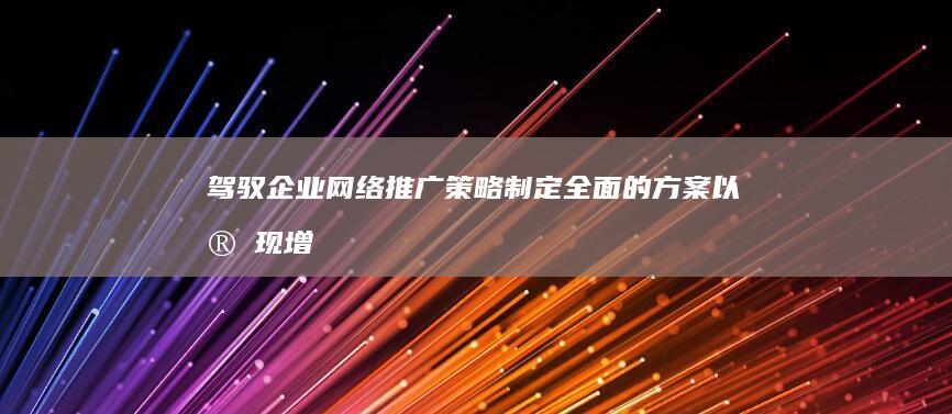 驾驭企业网络推广策略：制定全面的方案以实现增长 (驾驭企业网络的意义)